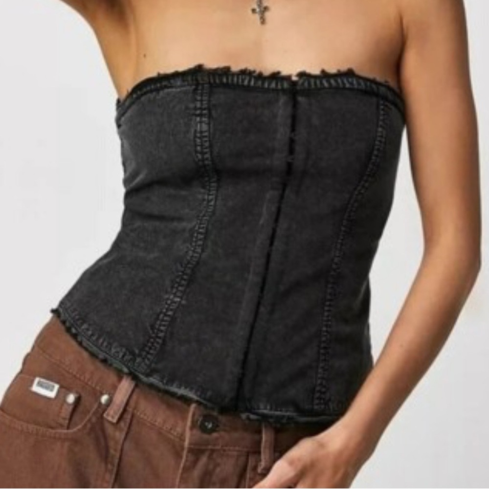 Free People Black Just a Minute Tube Top Size Large
